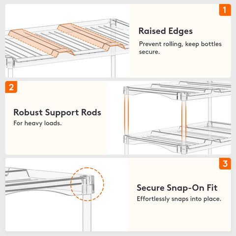 Lifewit wine rack display shows transparent shelves highlighting bottle labels.