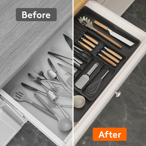 Lifewit three-piece convertible tray adapts to three drawer sizes.