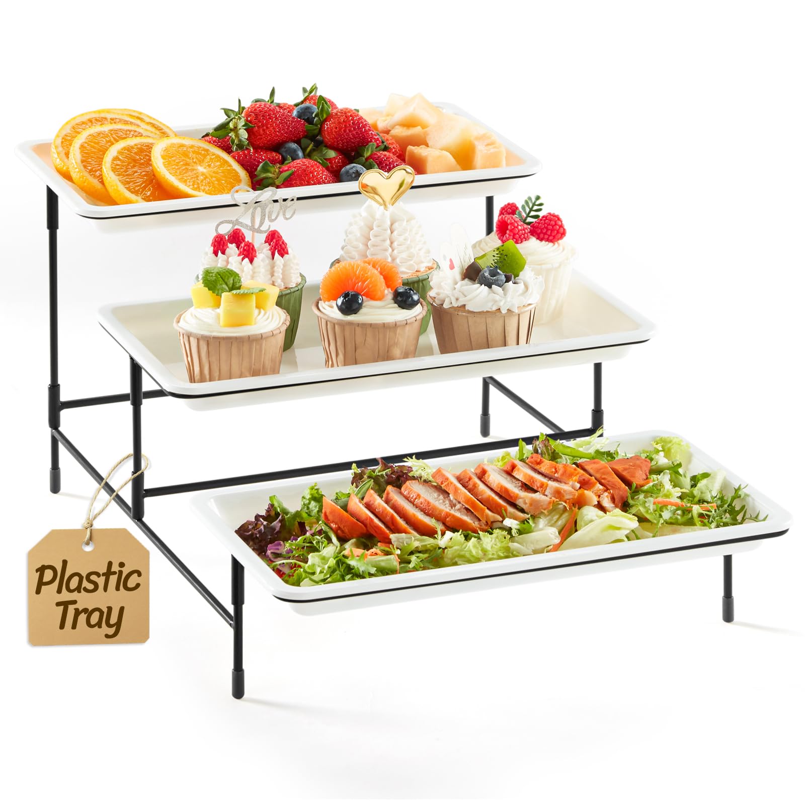 Lifewit three-tier serving tray top view ideal for colorful dessert displays