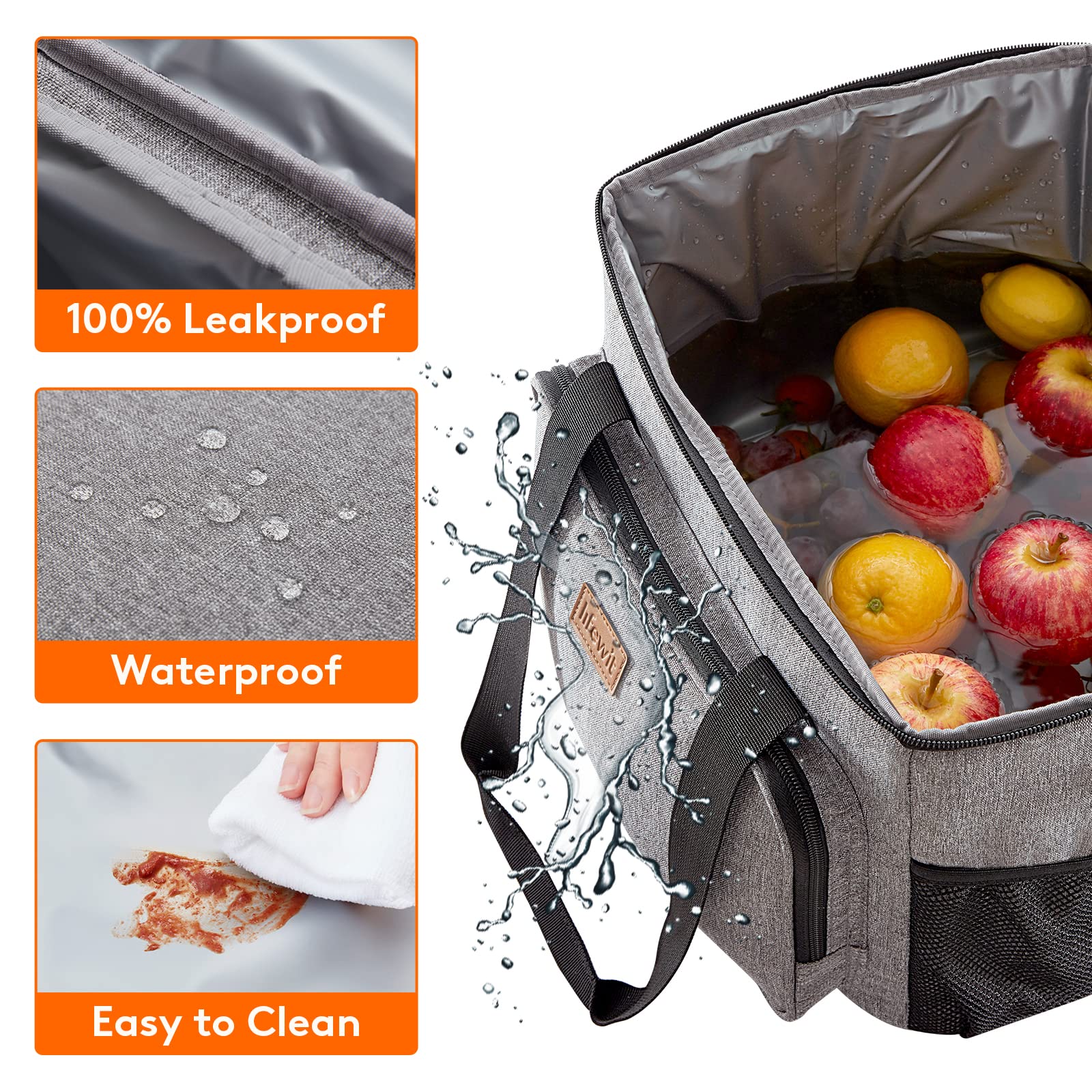 Wide opening Lifewit lunch bag with two way zippers for easy packing