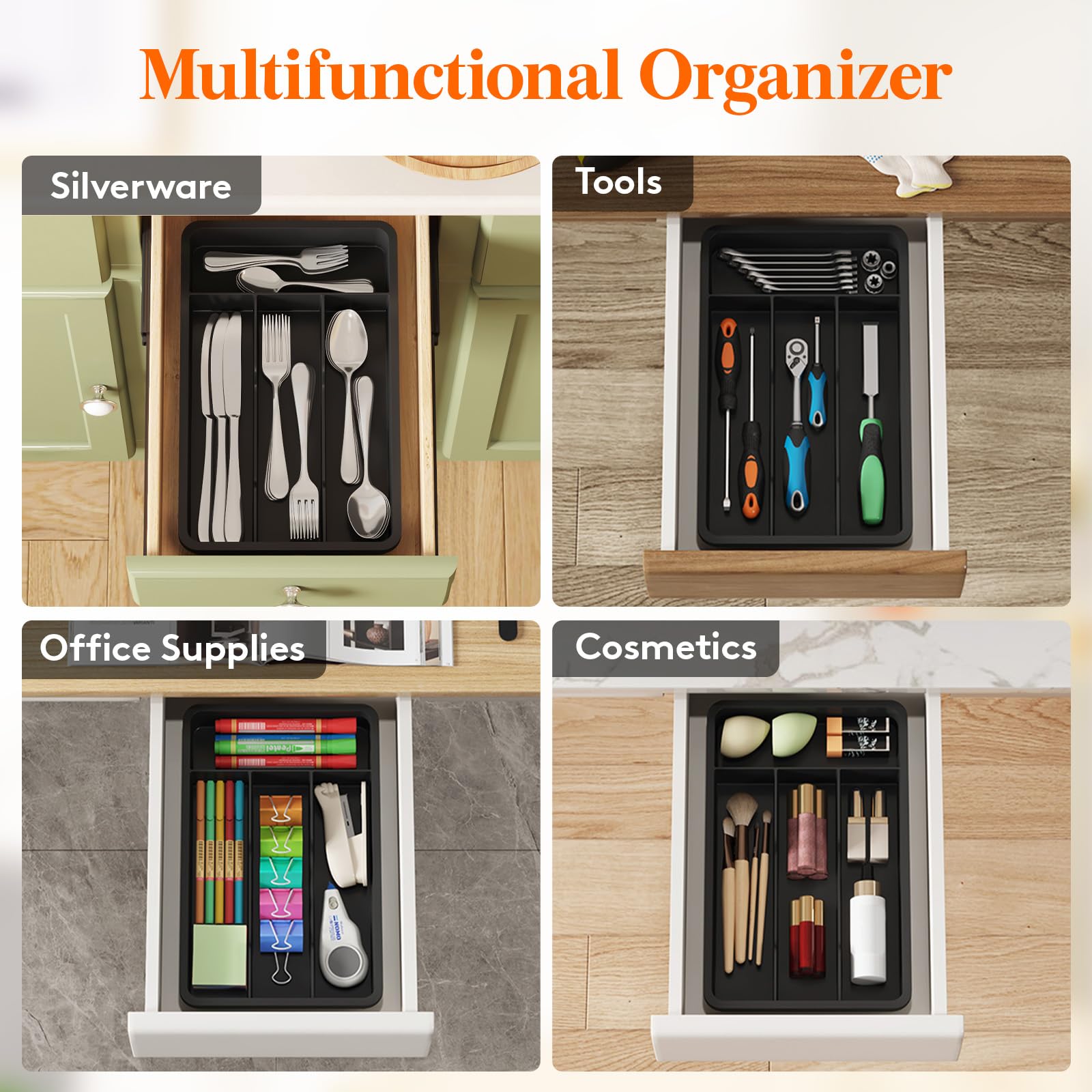 Lifewit universal utensil holder declutters kitchen counters and drawers