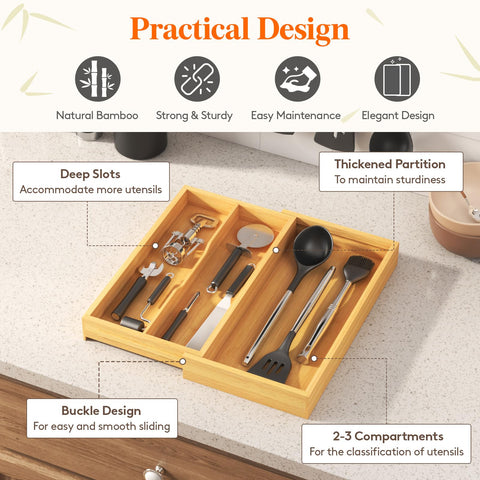 Lifewit organizer's wide capacity helps categorize spatulas, spoons, tongs.