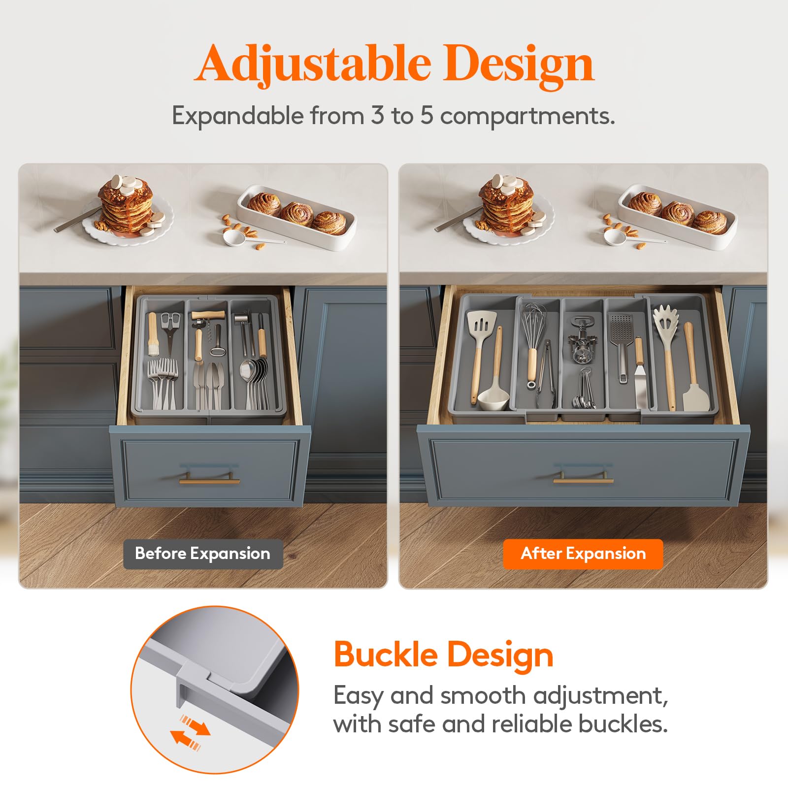 Lifewit organizer with solid bottom panel and attached dividers