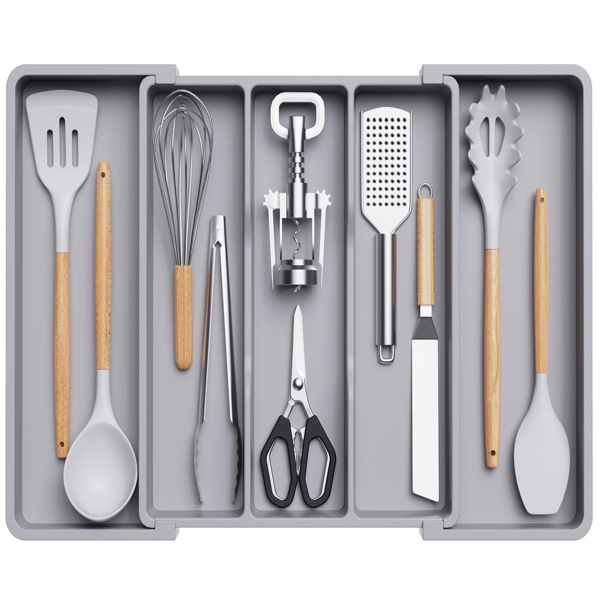 Lifewit utensil organizer in-drawer with three large compartments for organized tools
