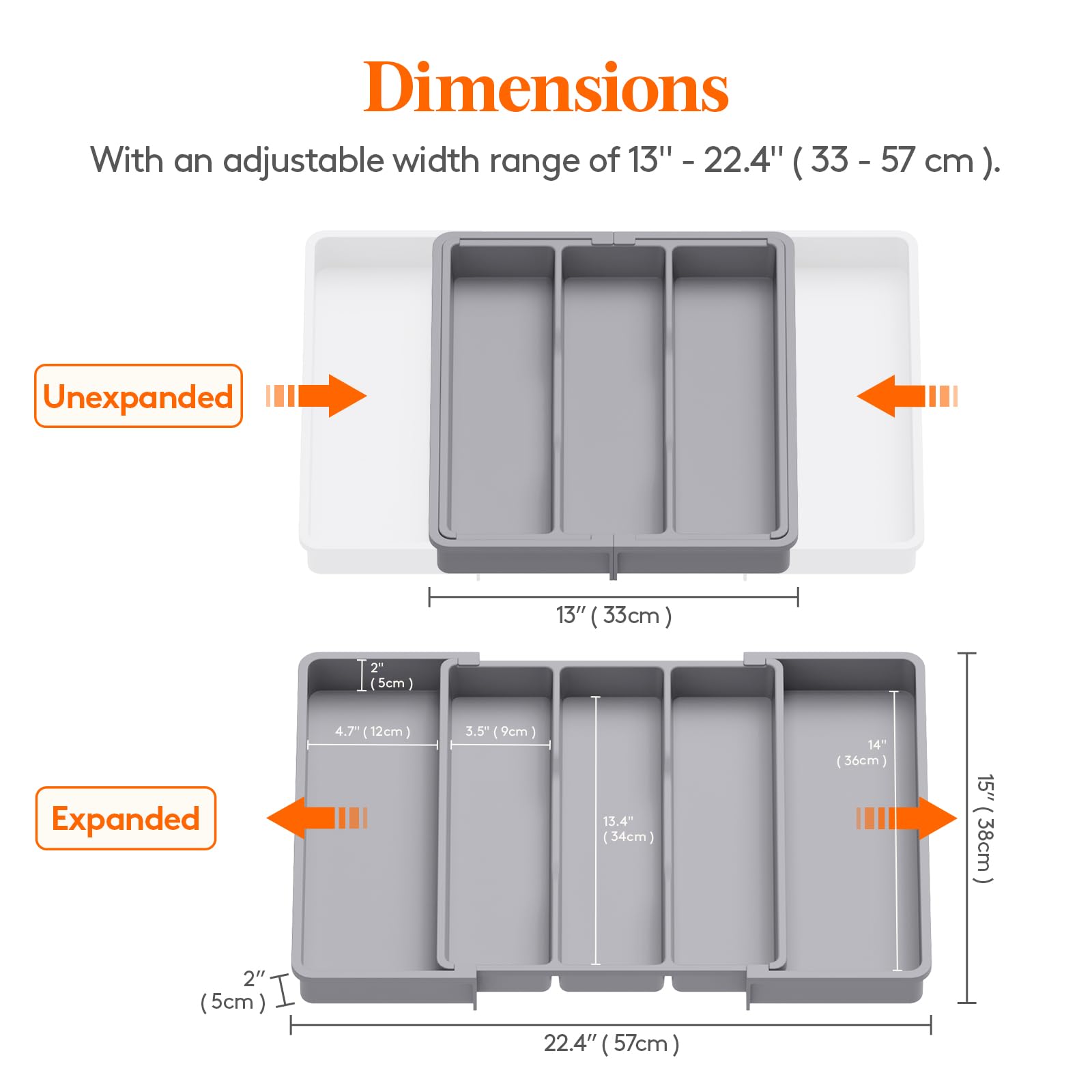 Lifewit organizer expanded to five slots in a wide drawer