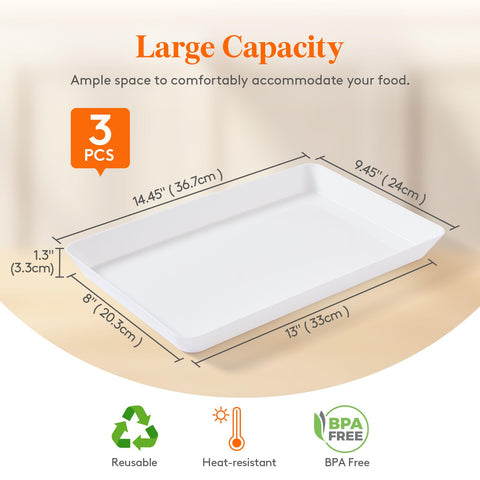 Lifewit white rectangular tray close-up highlighting durable, reusable design.