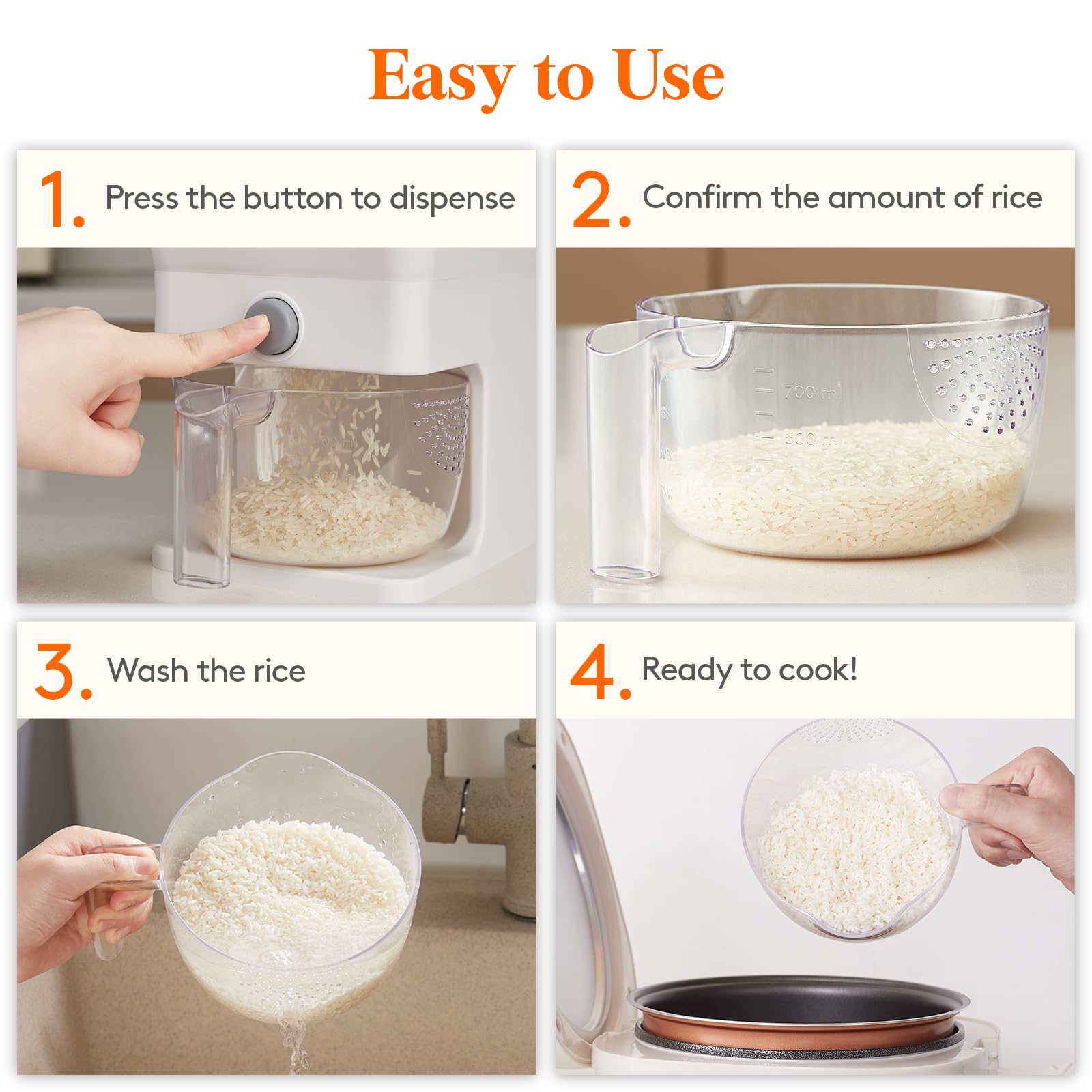 Lifewit white rice container blends with kitchen decor and stays functional