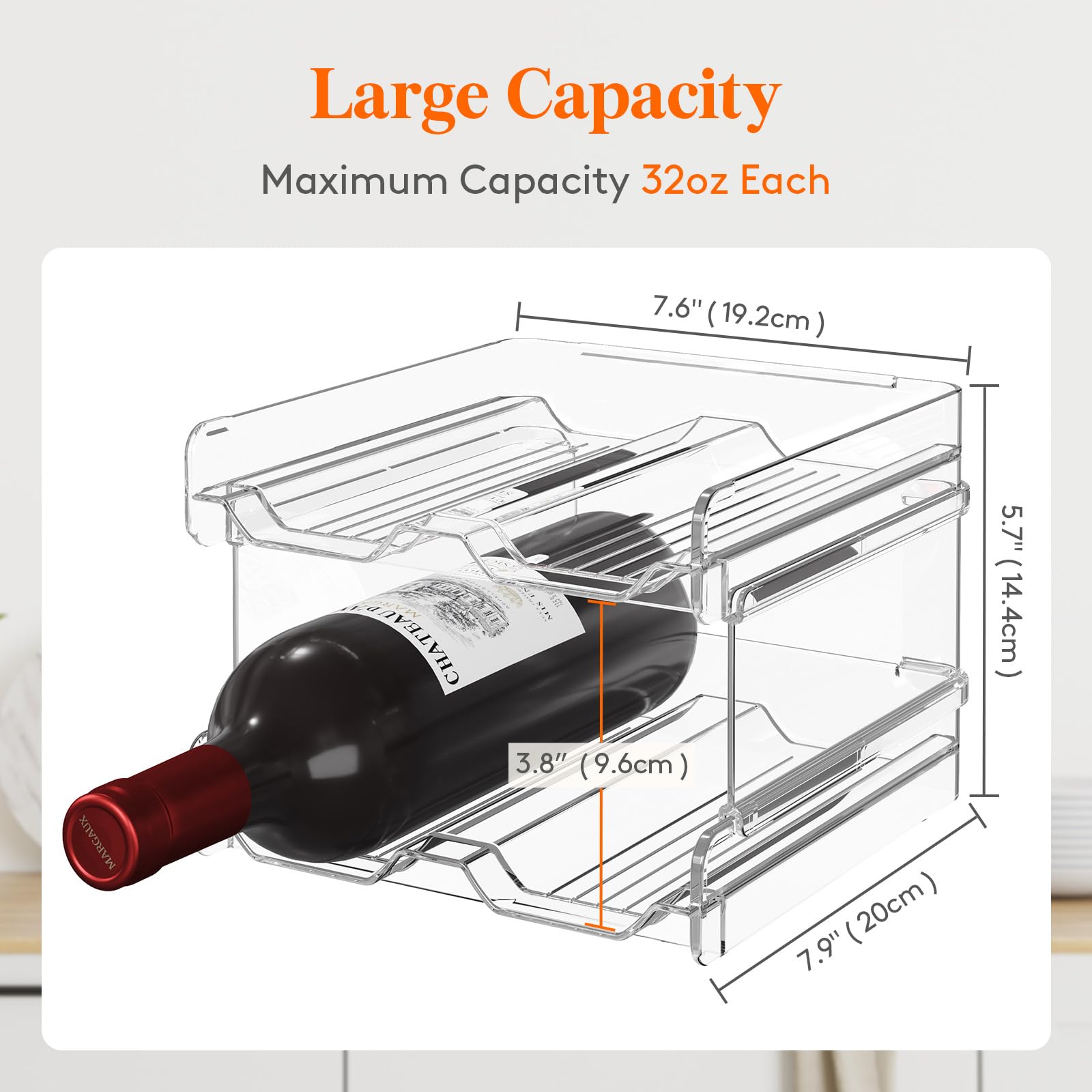 Lifewit bottle organizer accommodates multiple bottle sizes for easy access