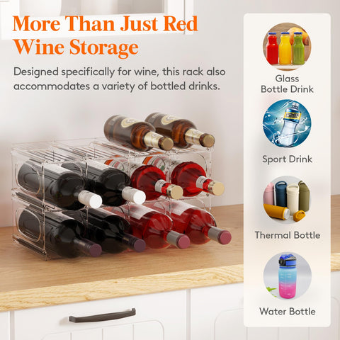 Lifewit wine rack inside fridge for easy pull-out of bottles.