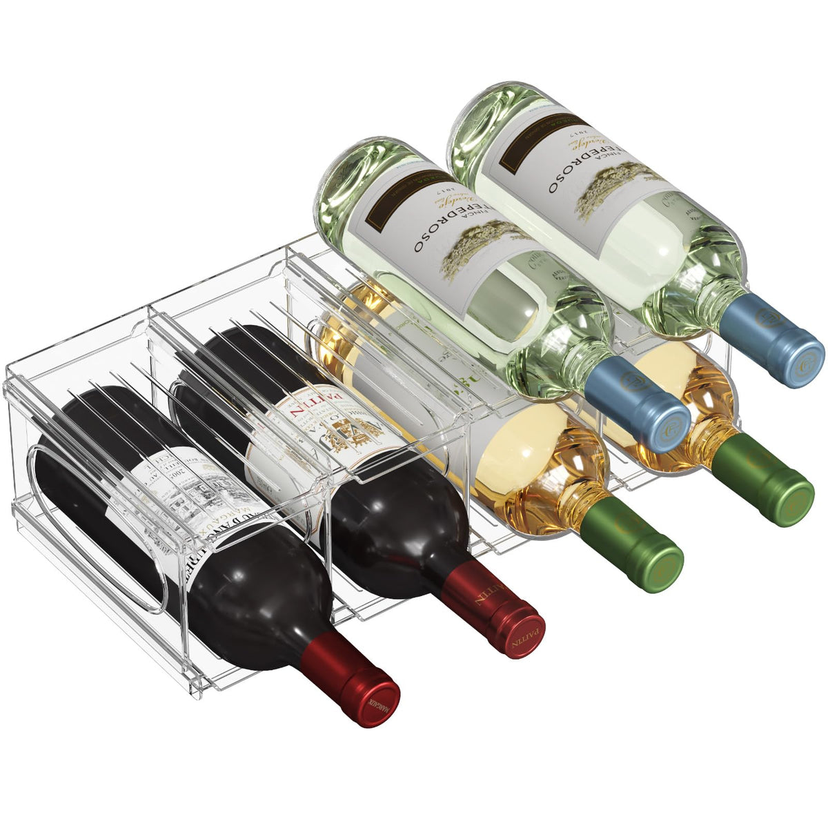 Lifewit wine rack for fridge with stackable design keeps eight bottles neatly organized