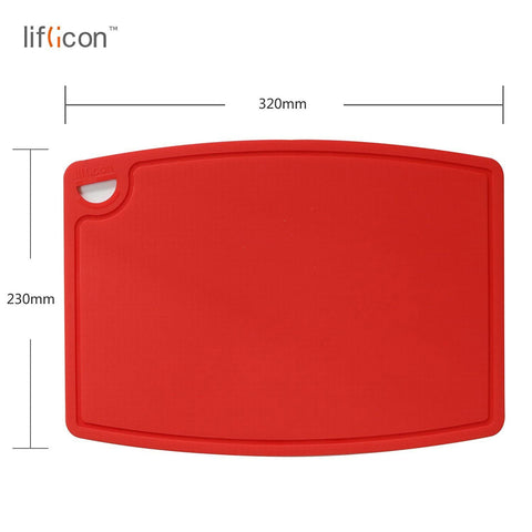Liflicon cutting board with easy grip handle for secure prep.