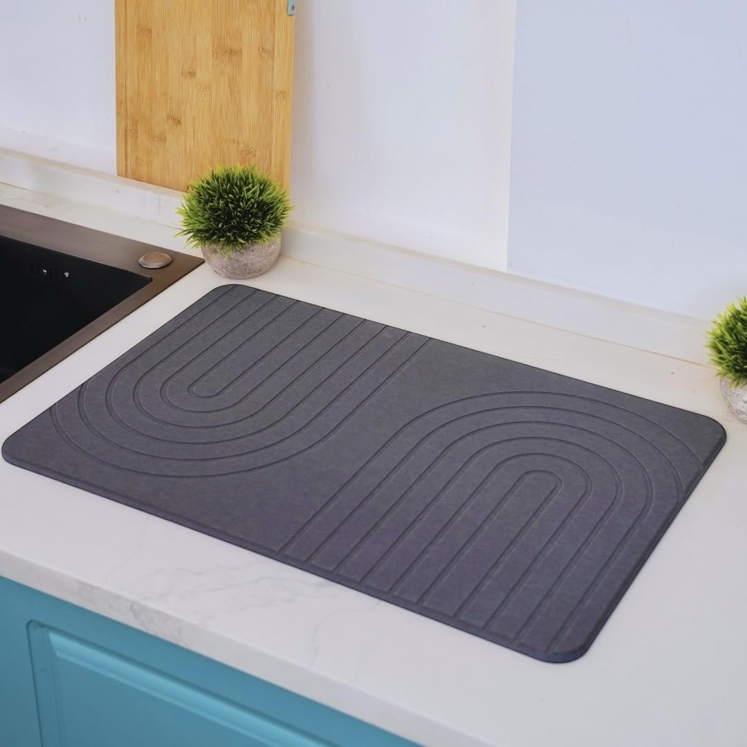 LIFSEZY large stone drying mat on the kitchen counter absorbs water quickly