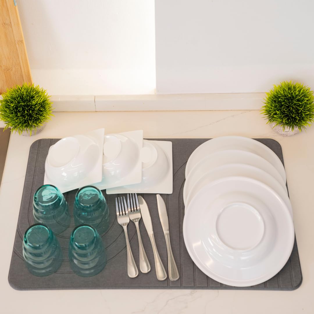 LIFSEZY non-slip gray mat keeps dishes stable during drying