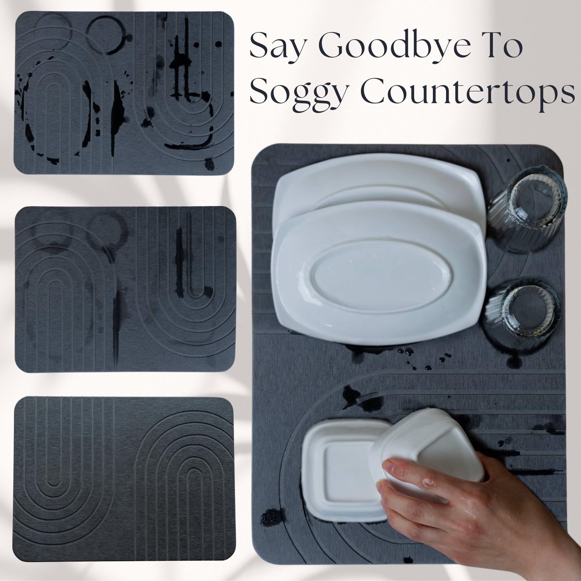 LIFSEZY dry mat shows self-draining tray directing water away from dishes.