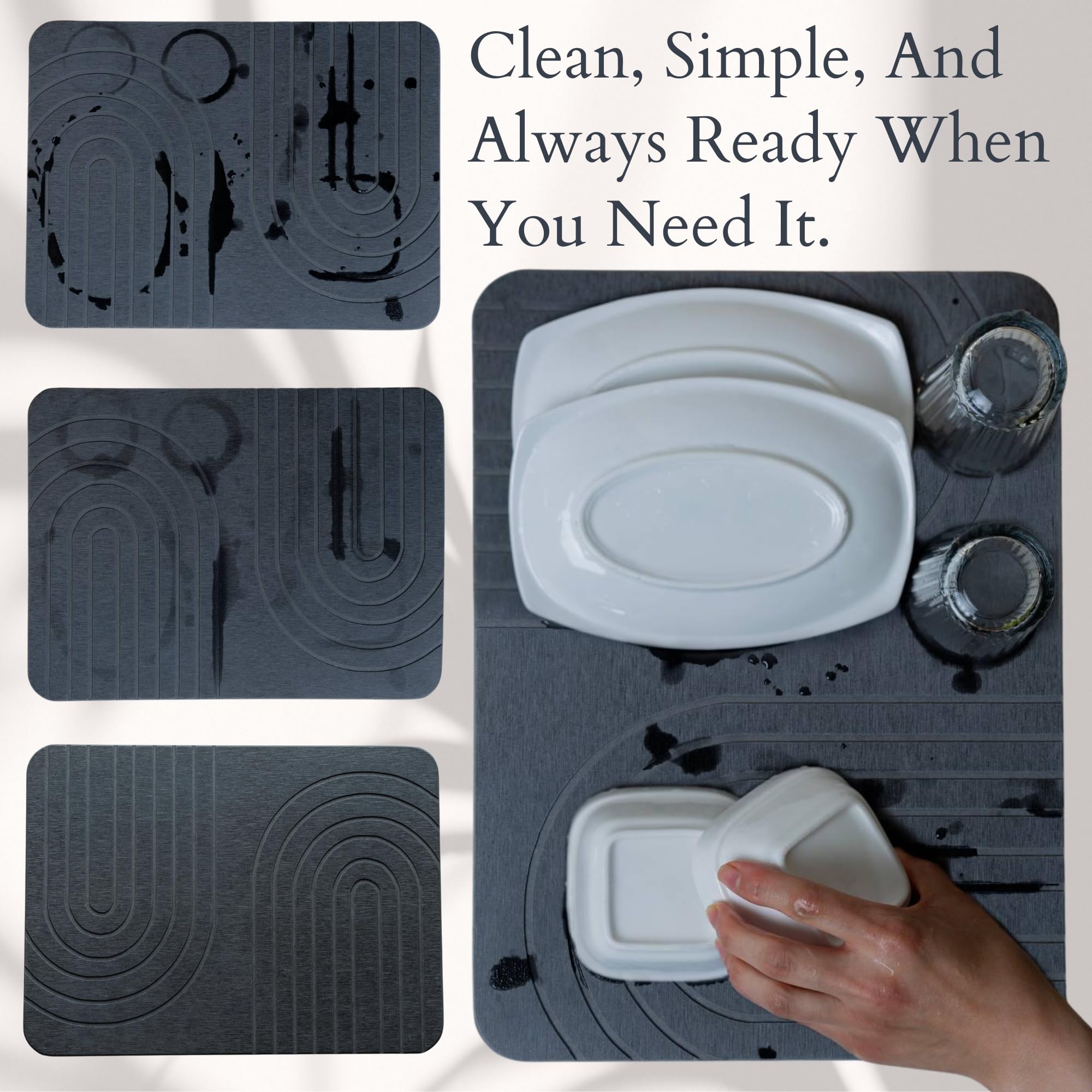LIFSEZY stone drying mat with self-draining tray helps tidy countertops