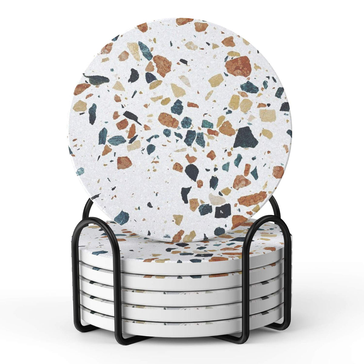 LIFVER ceramic coaster holder catching spills to keep surfaces dry.