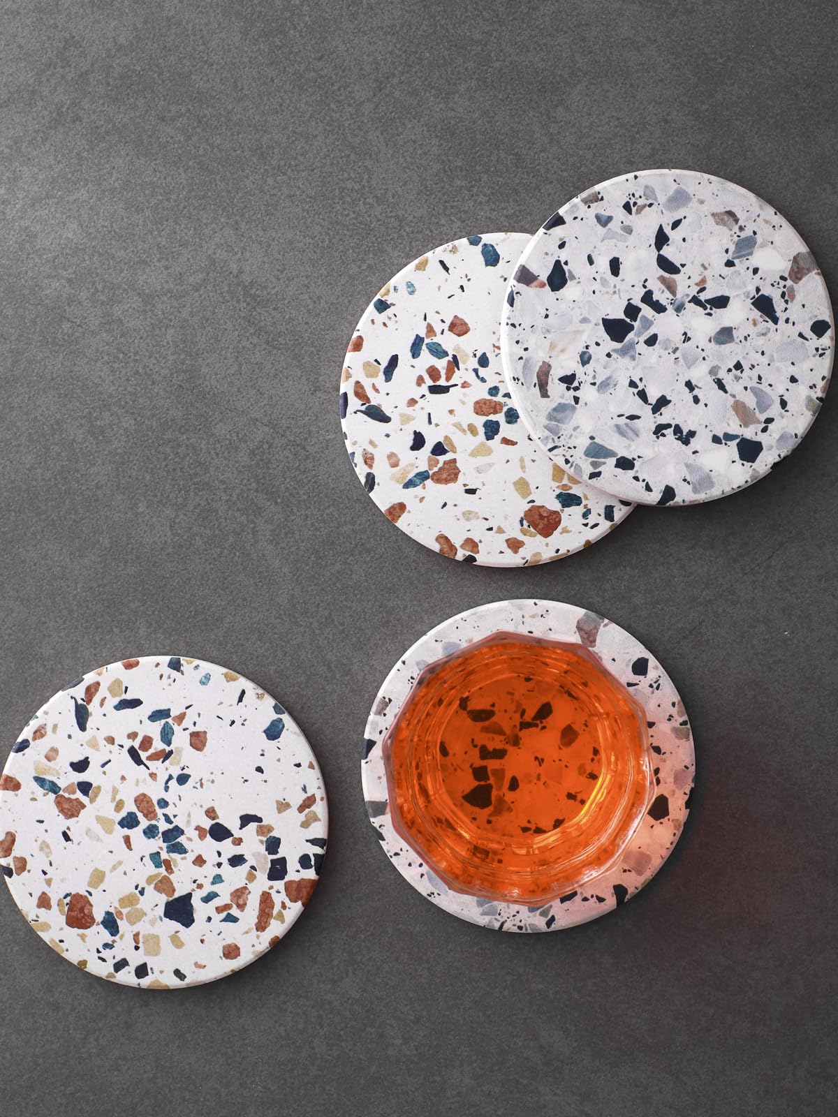 LIFVER cork-backed non-slip coaster keeps glasses steady.