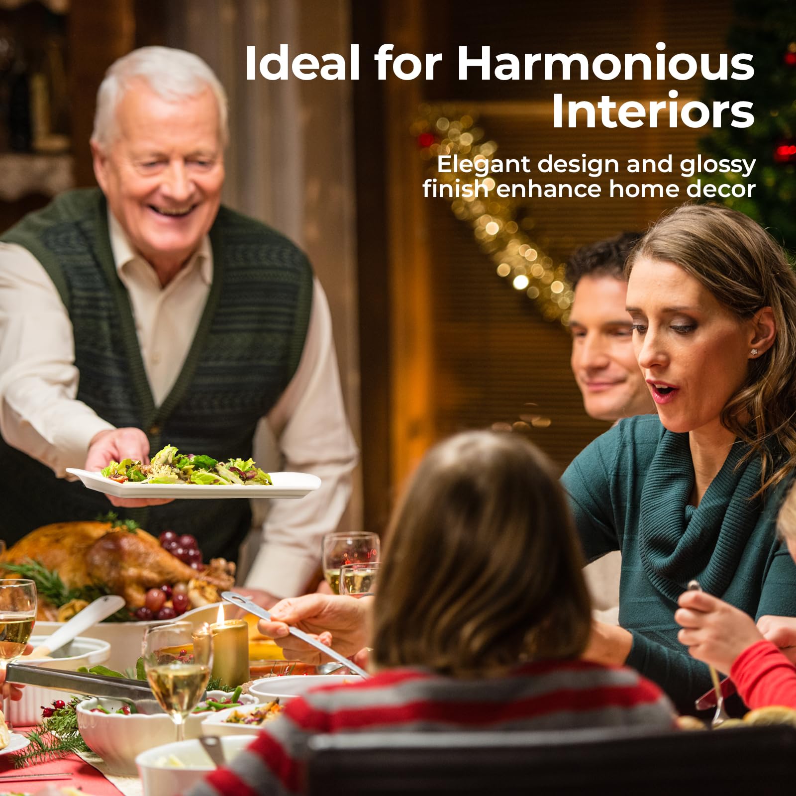 LIFVER glazed ceramic tray offers easy cleaning and versatile kitchen use.