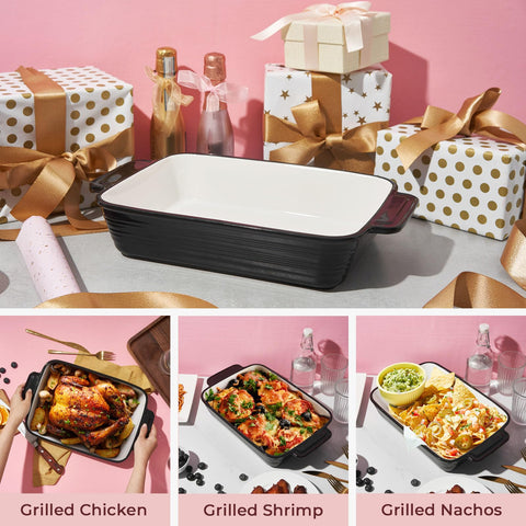 LIFVER rectangular bakeware with dual handles for safe, easy transport.