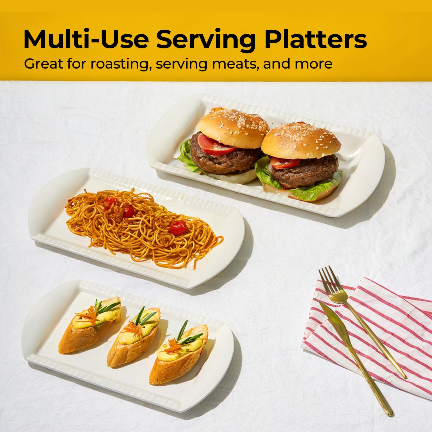 LIFVER 12-inch small platters ideal for appetizers and desserts.