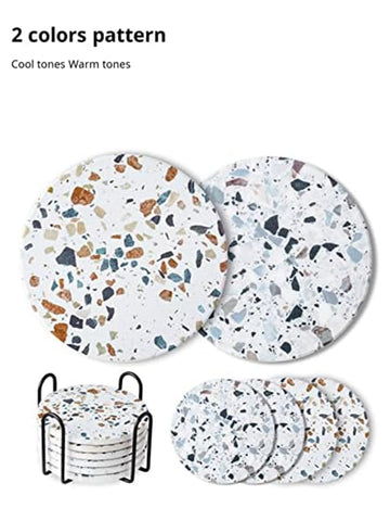 LIFVER stone-look coaster set adds elegance and protection.