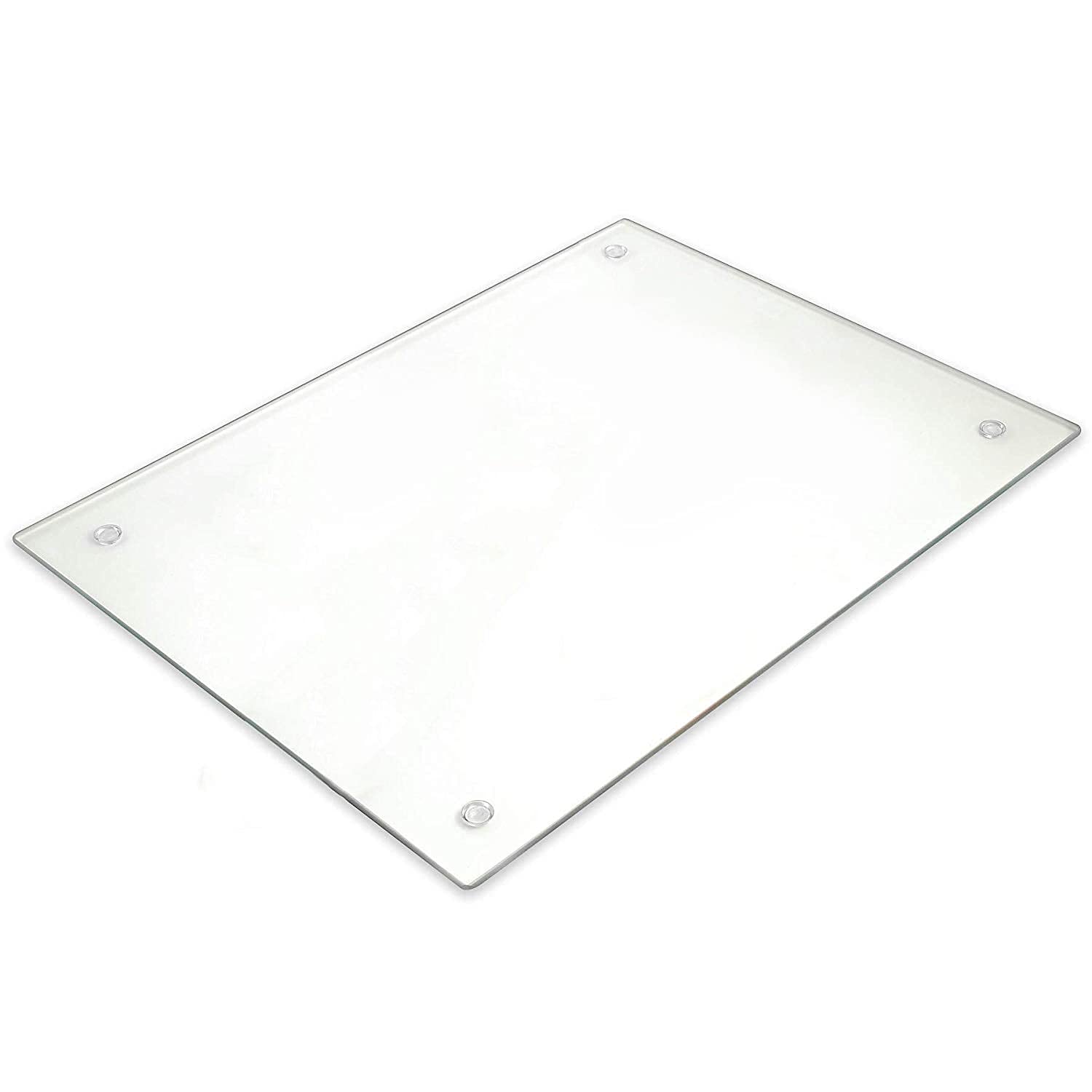 Light In The Dark tempered glass cutting board, 16x20, with non-slip feet for stable chopping.