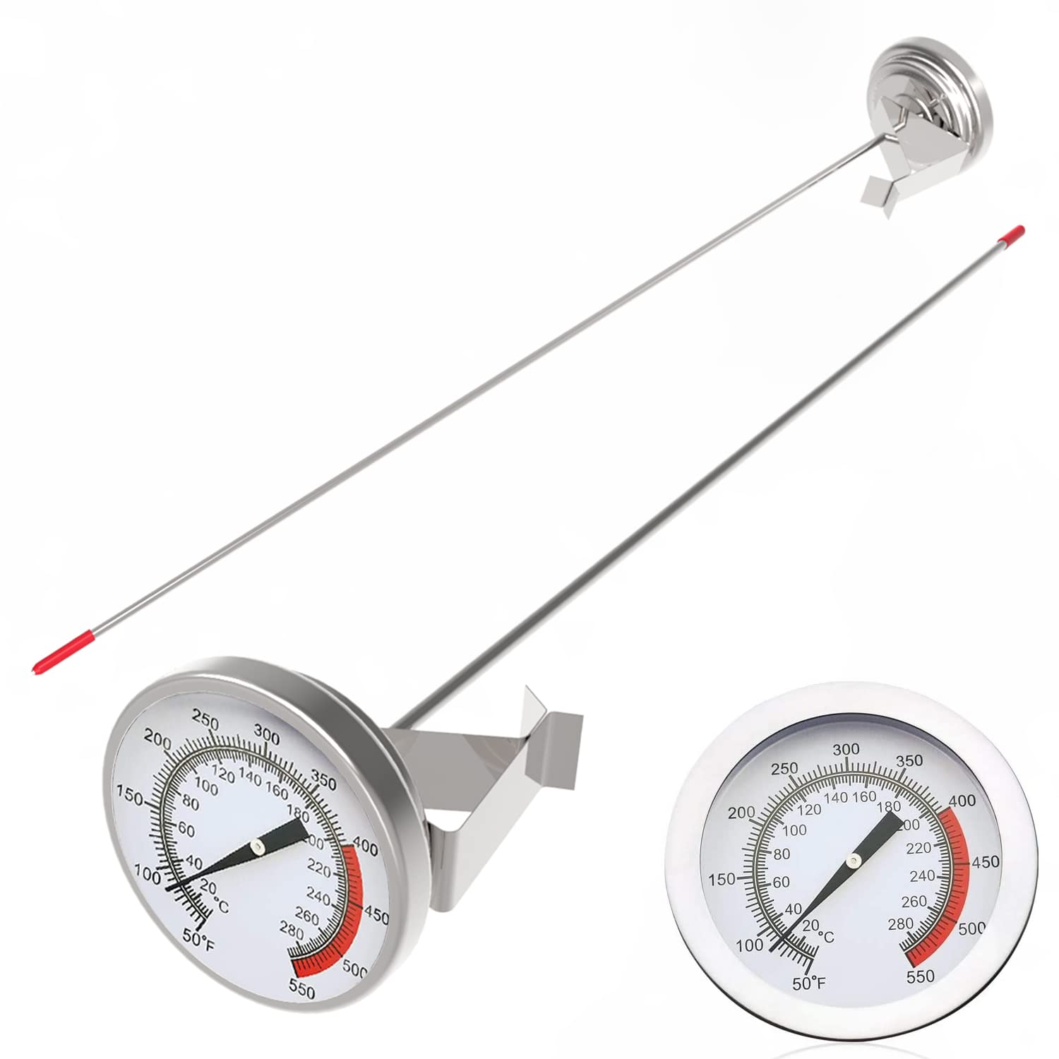 LightBeam deep fry thermometer over pot shows precise temp monitoring
