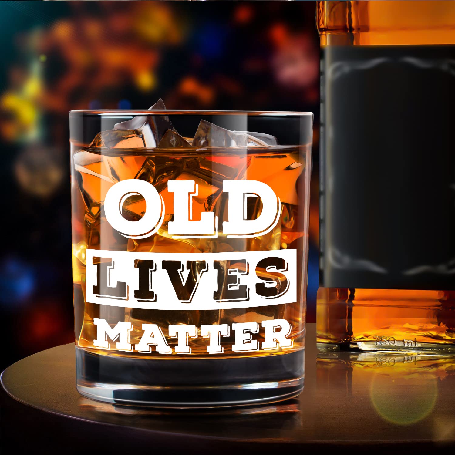 LIGHTEN LIFE 12 oz glass suitable for bourbon, scotch, or Old Fashioned drinks.