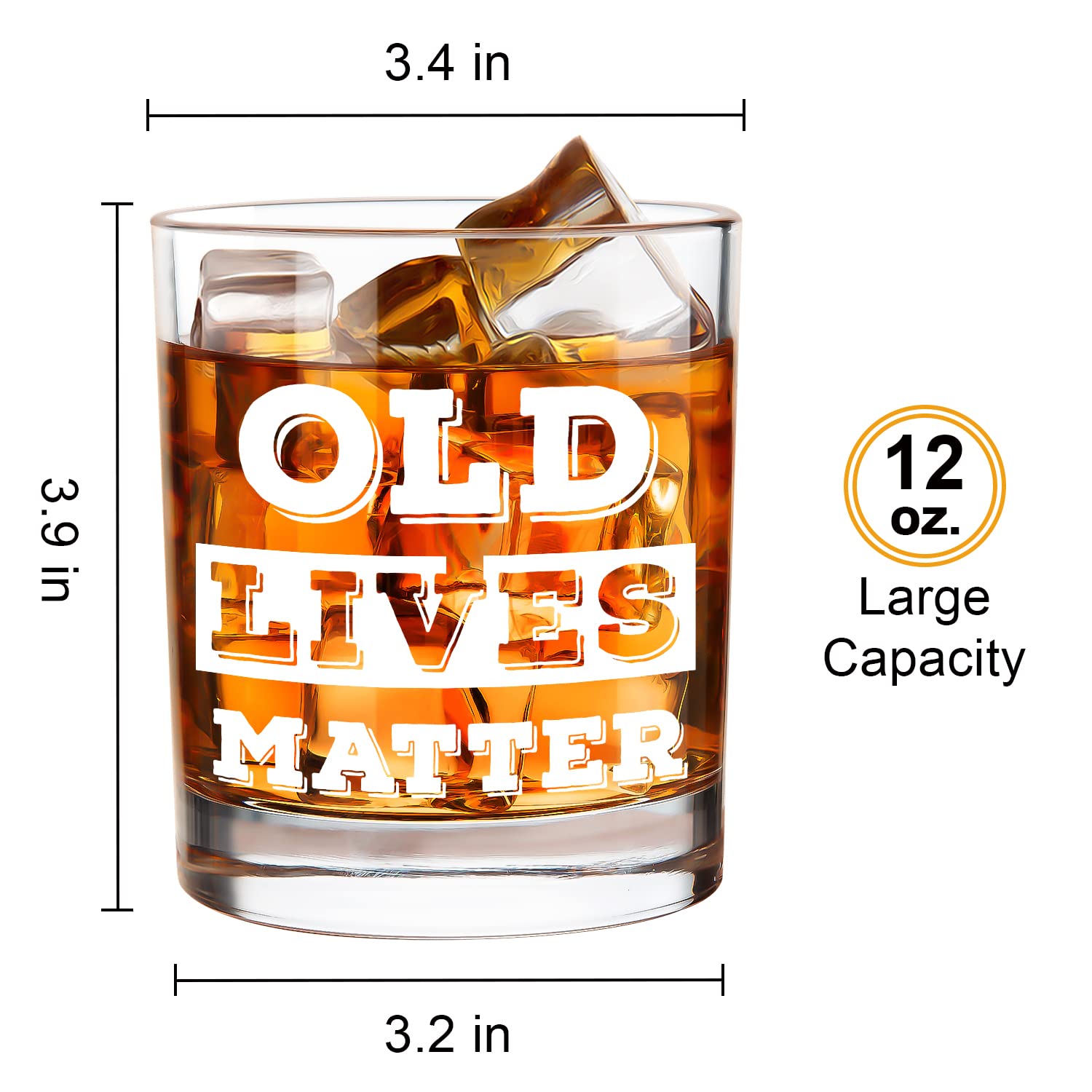 LIGHTEN LIFE 12 oz whiskey rock glass, sturdy for daily sipping.