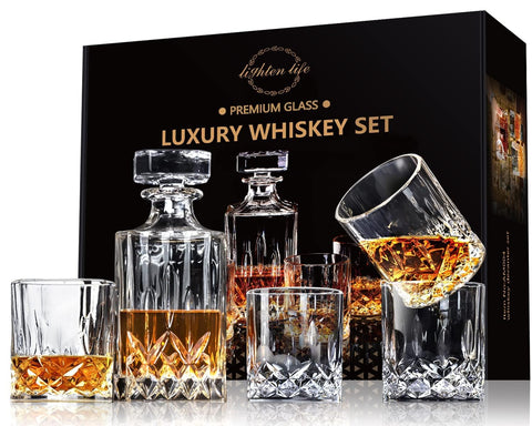 Lighten Life crystal whiskey decanter bottle for refined home entertaining.