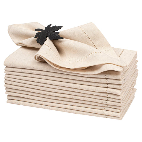 Lightnpro flax napkins 18x18 with hemstitched edges for a refined table setting.