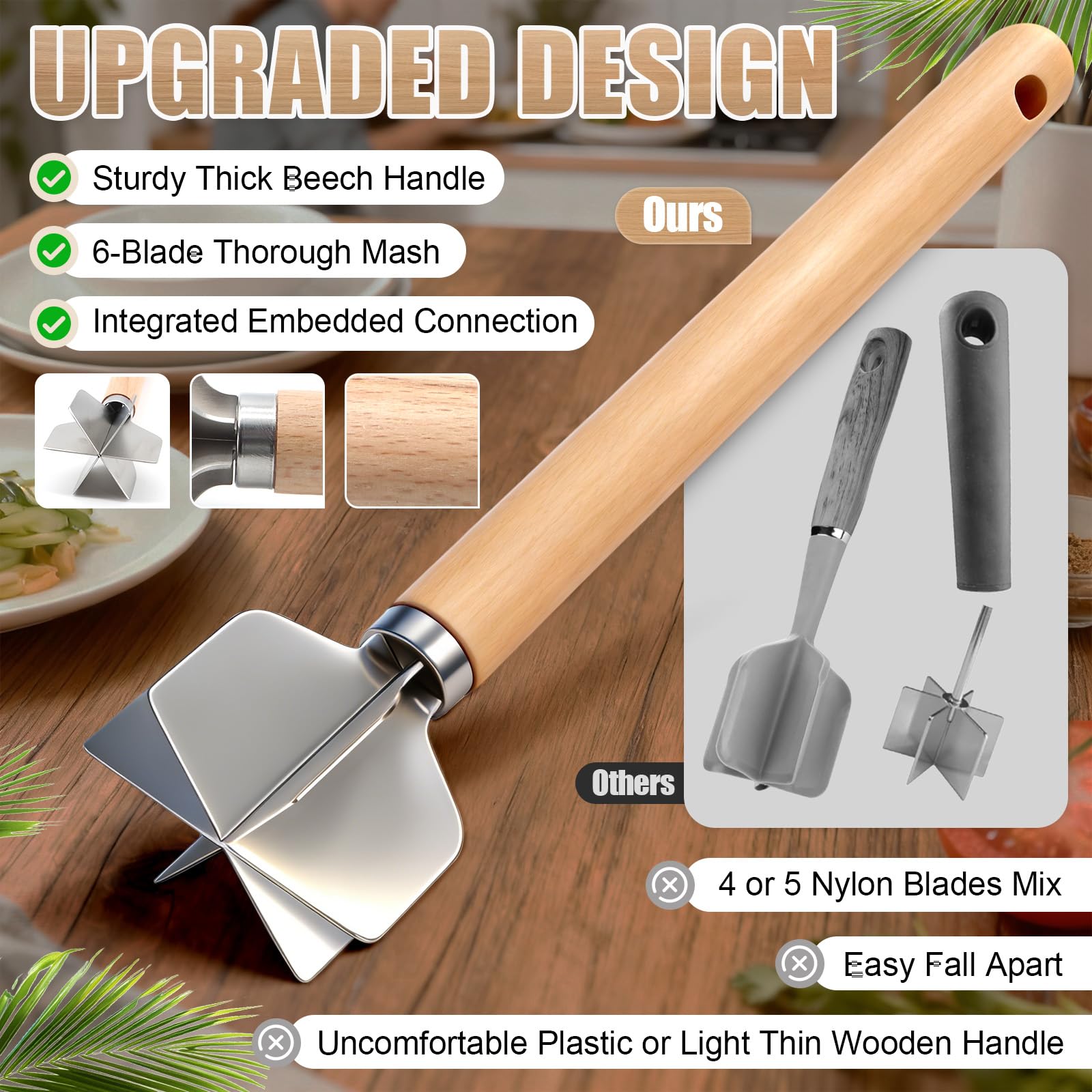 Lignumix meat chopper close-up reveals six blades for efficient chopping
