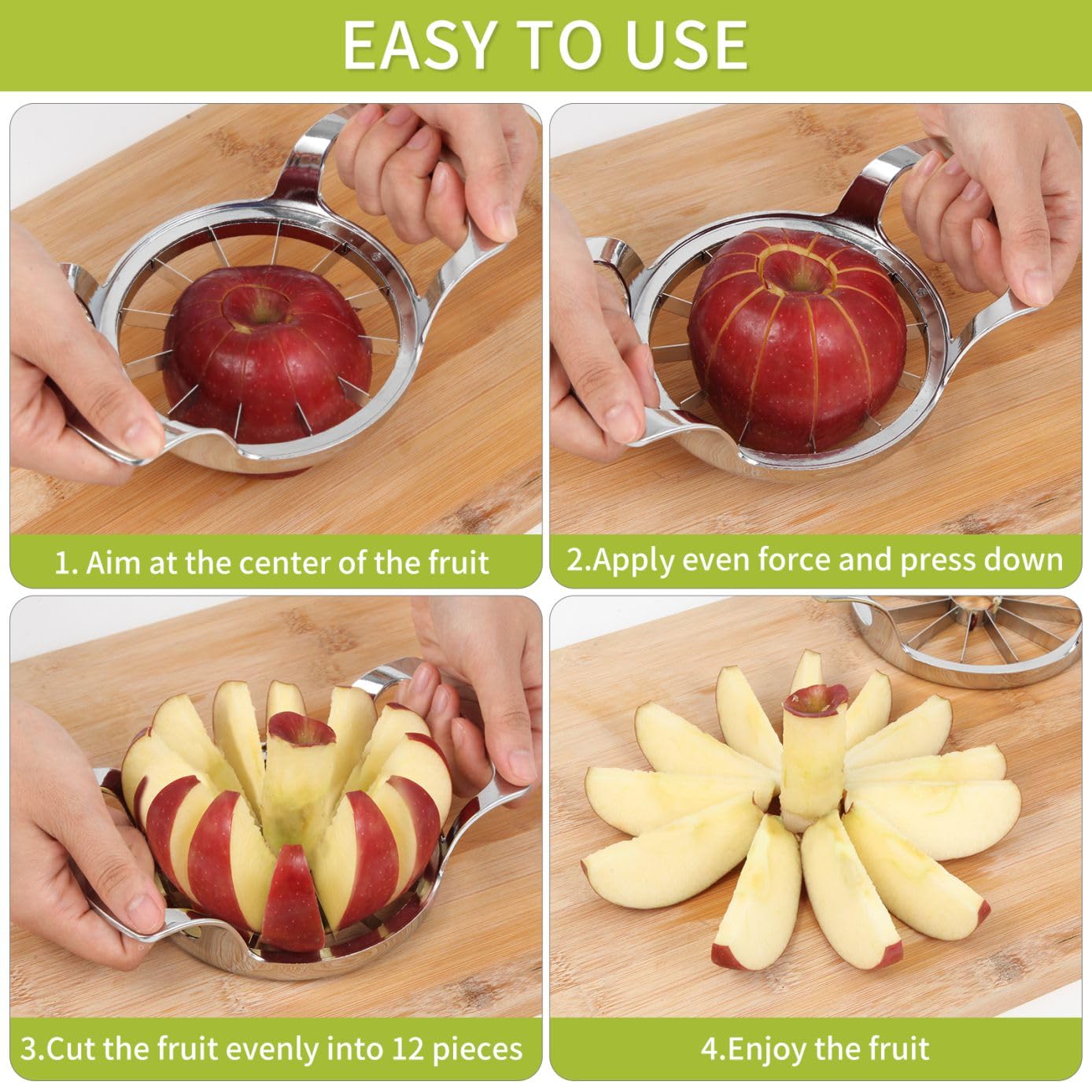 LIIGEMI Apple Slicer dishwasher-safe design for easy cleanup.