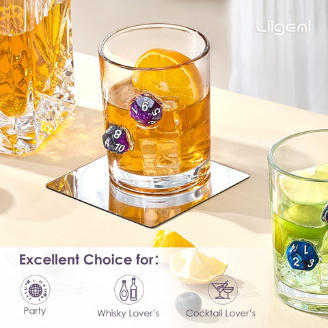 LIIGEMI handmade glass elevates home bar with unique dice detail.