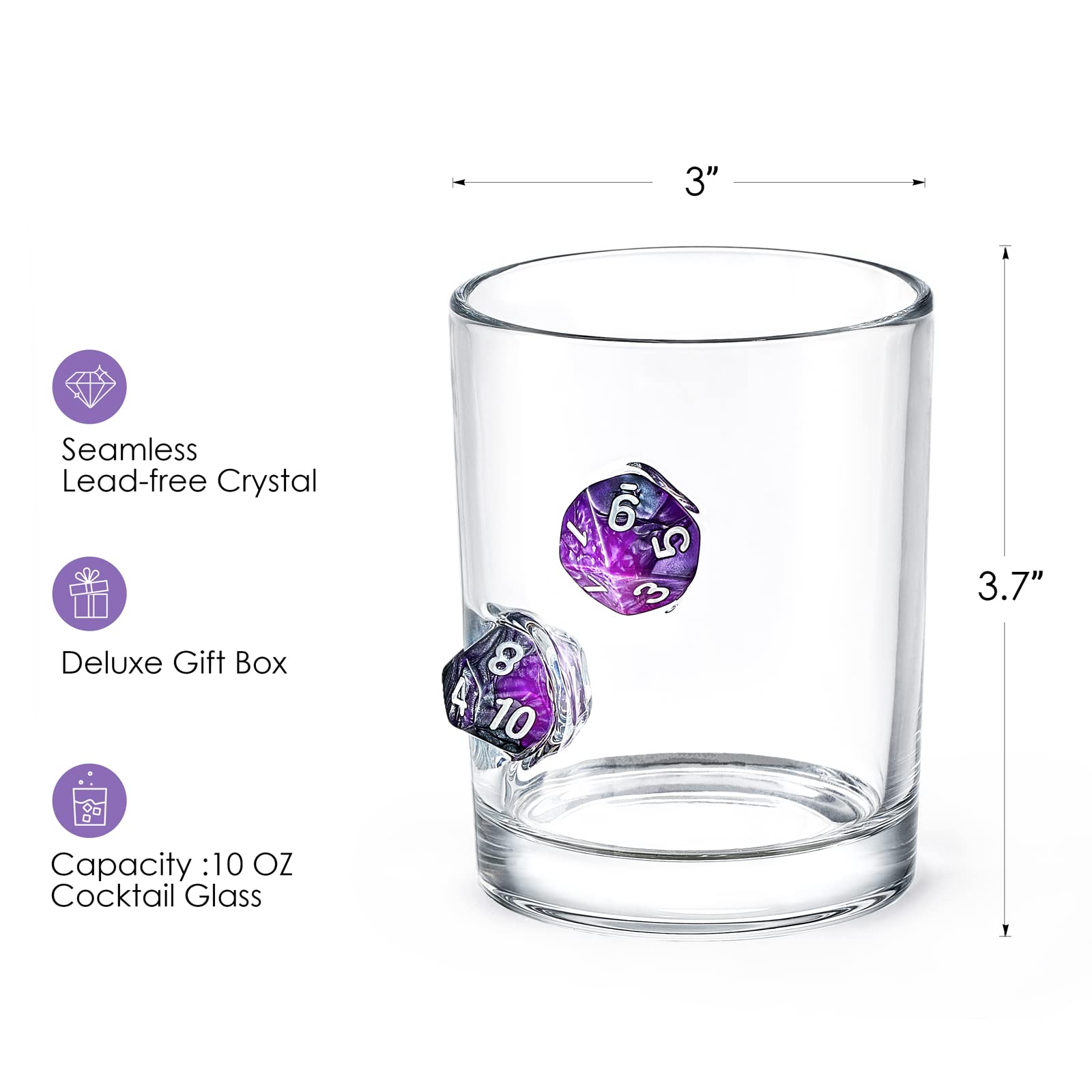 LIIGEMI purple dice glass doubles as a refined gift for whiskey lovers.
