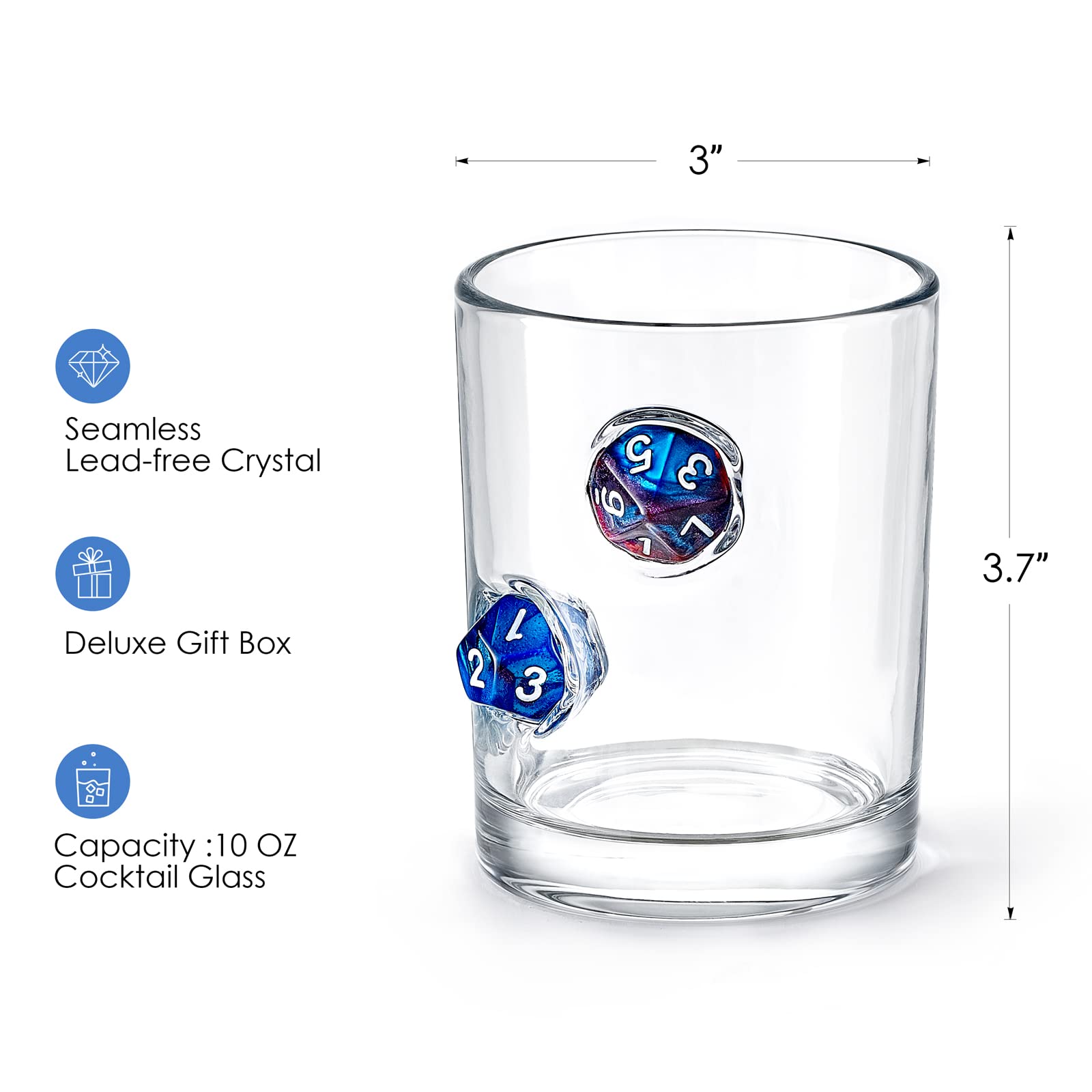Blue LIIGEMI rocks glass 10oz with ergonomic grip for comfortable toasts.