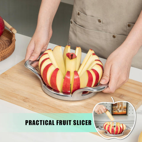 LIIGEMI Apple Slicer cutting action image shows efficient 16-slice prep.