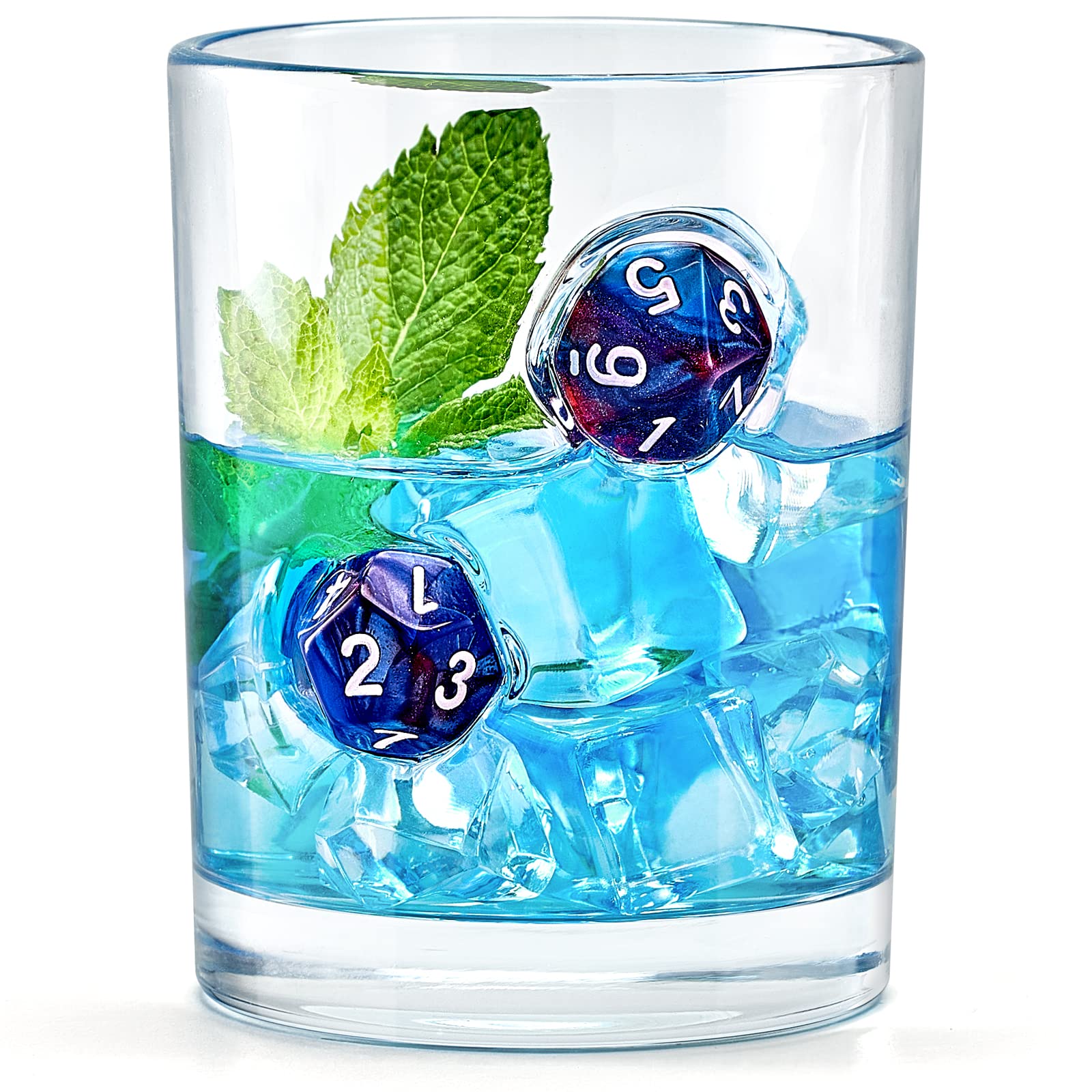 LIIGEMI whiskey glass with embedded dice for a unique 10oz drinking experience