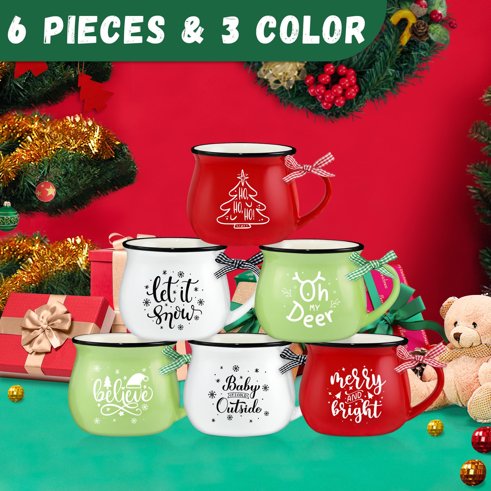 LIKAJON classic red, green, and white holiday colors evoke warm vibes.