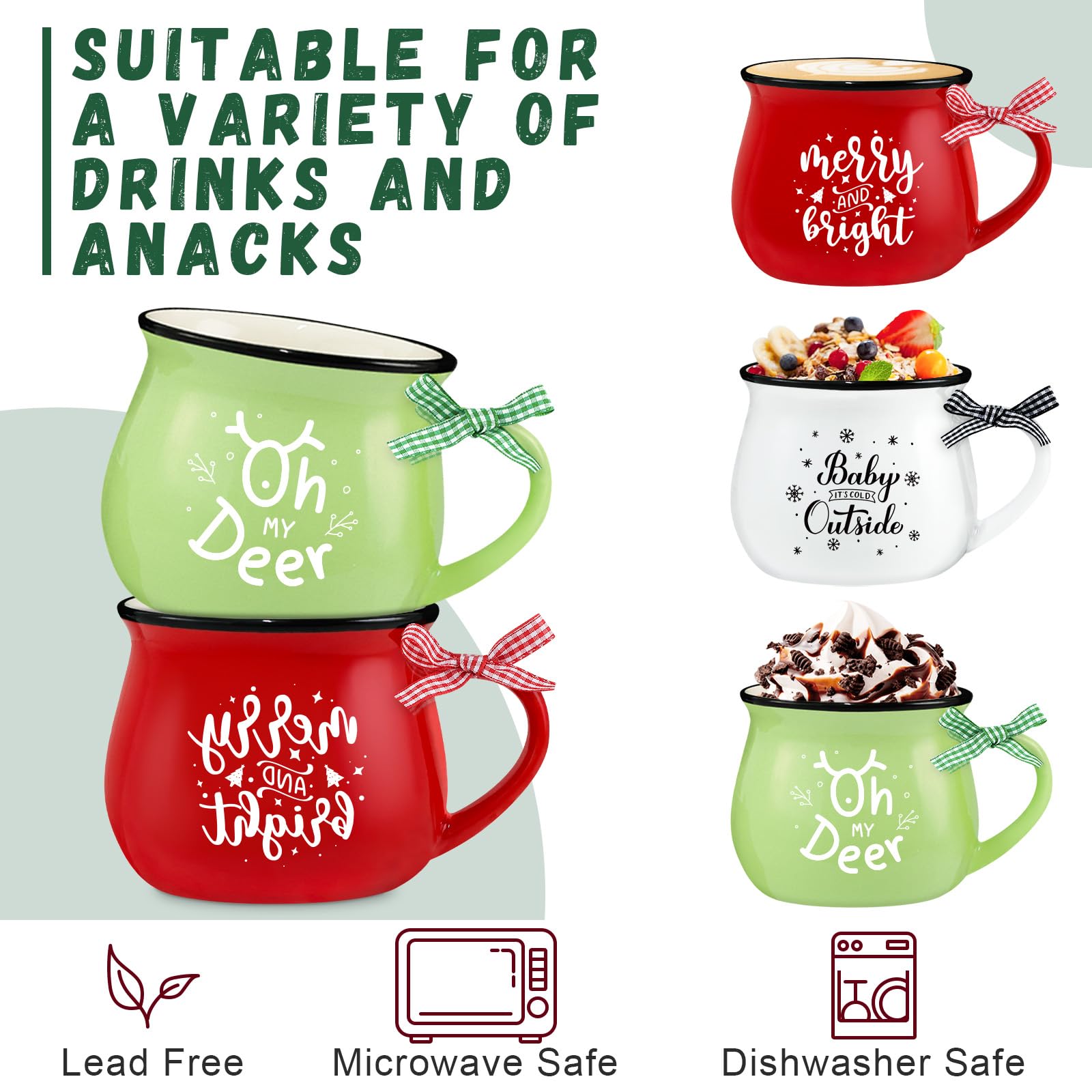 LIKAJON mugs microwave and dishwasher safe for daily use.