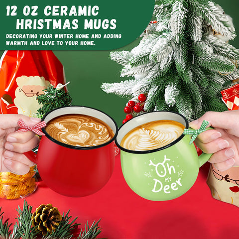 LIKAJON mug with buffalo bow on handle adds cute holiday detail.