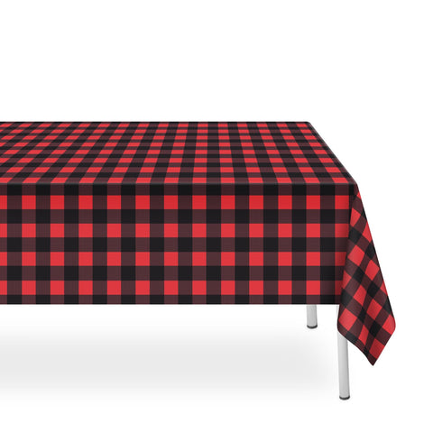 LIKAJON red and black gingham tablecloth covers an 8-foot table for festive meals.