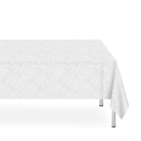 LIKAJON white plastic lace tablecloth 54x108 inches, elegant protection for birthday parties