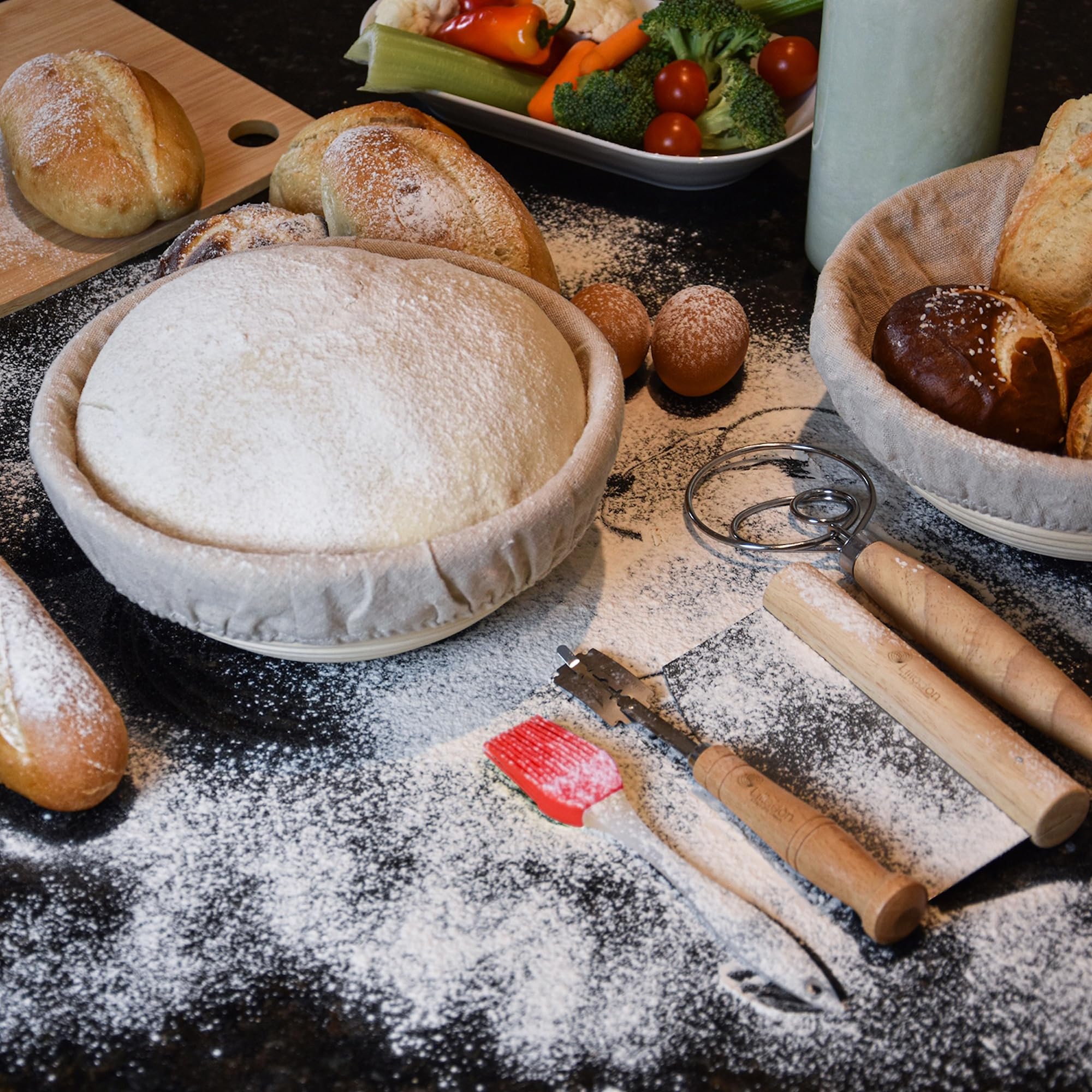 Liliadon dough whisk; sturdy tool for smooth starter mixing