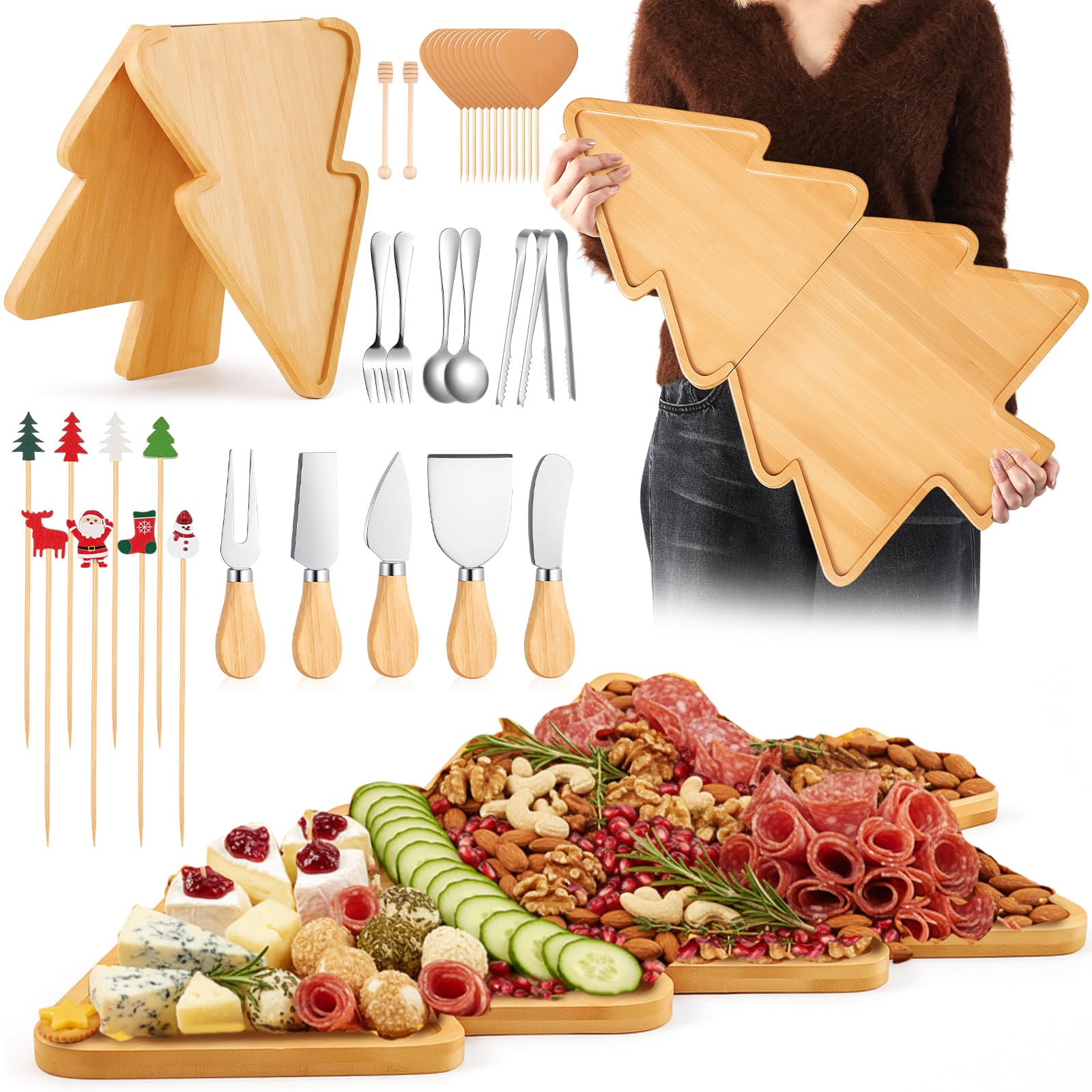 Liliful Christmas tree charcuterie board 24x16 inch on table for festive hosting