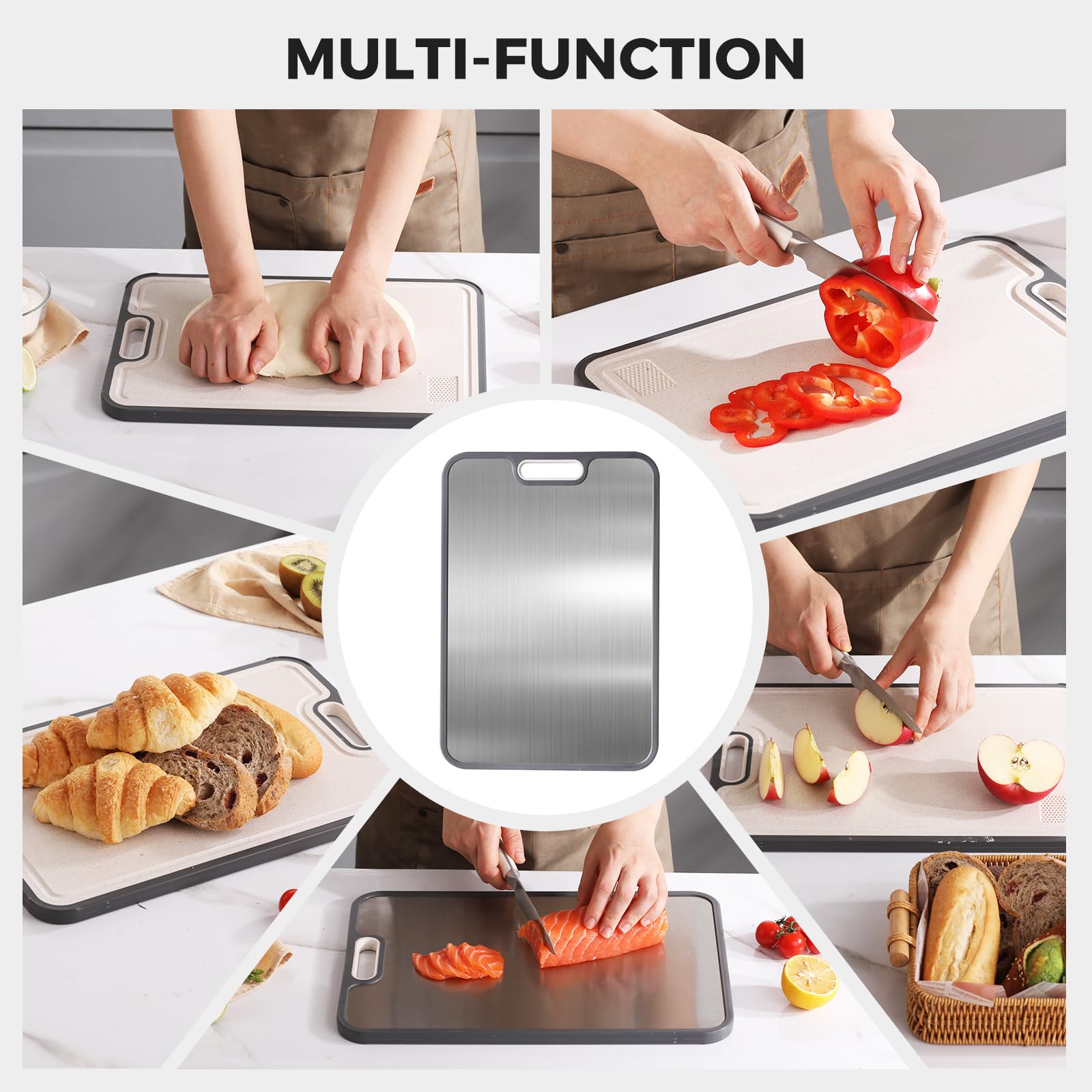 LILISPAI cutting board features dishwasher-safe design for easy cleaning.