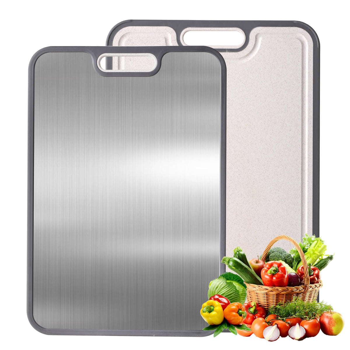 LILISPAI dual-sided cutting board top view highlighting hygienic surface separation for ready foods.