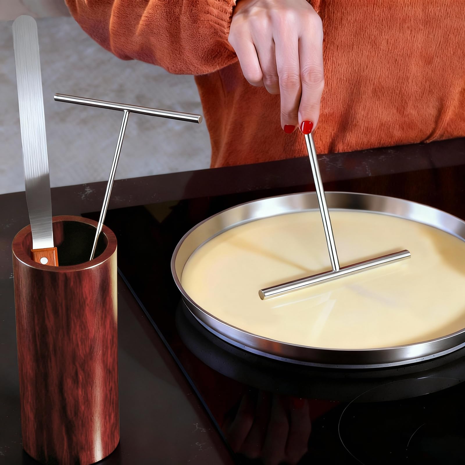 Lilithye crepe spreader 7in showcases smooth stainless steel surface for consistent crepes