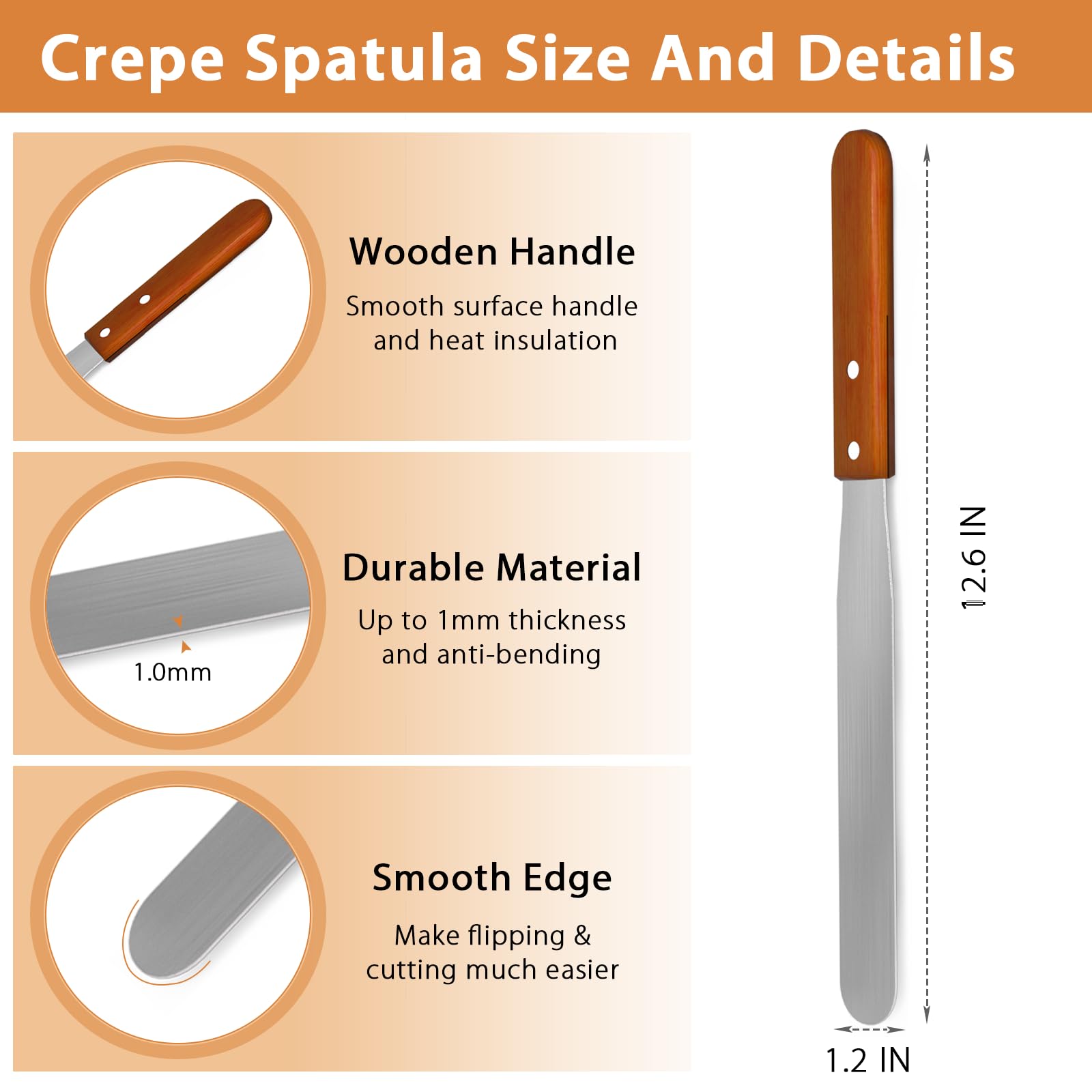 Lilithye crepe-tool-kit closeup shows smooth surface protecting pans