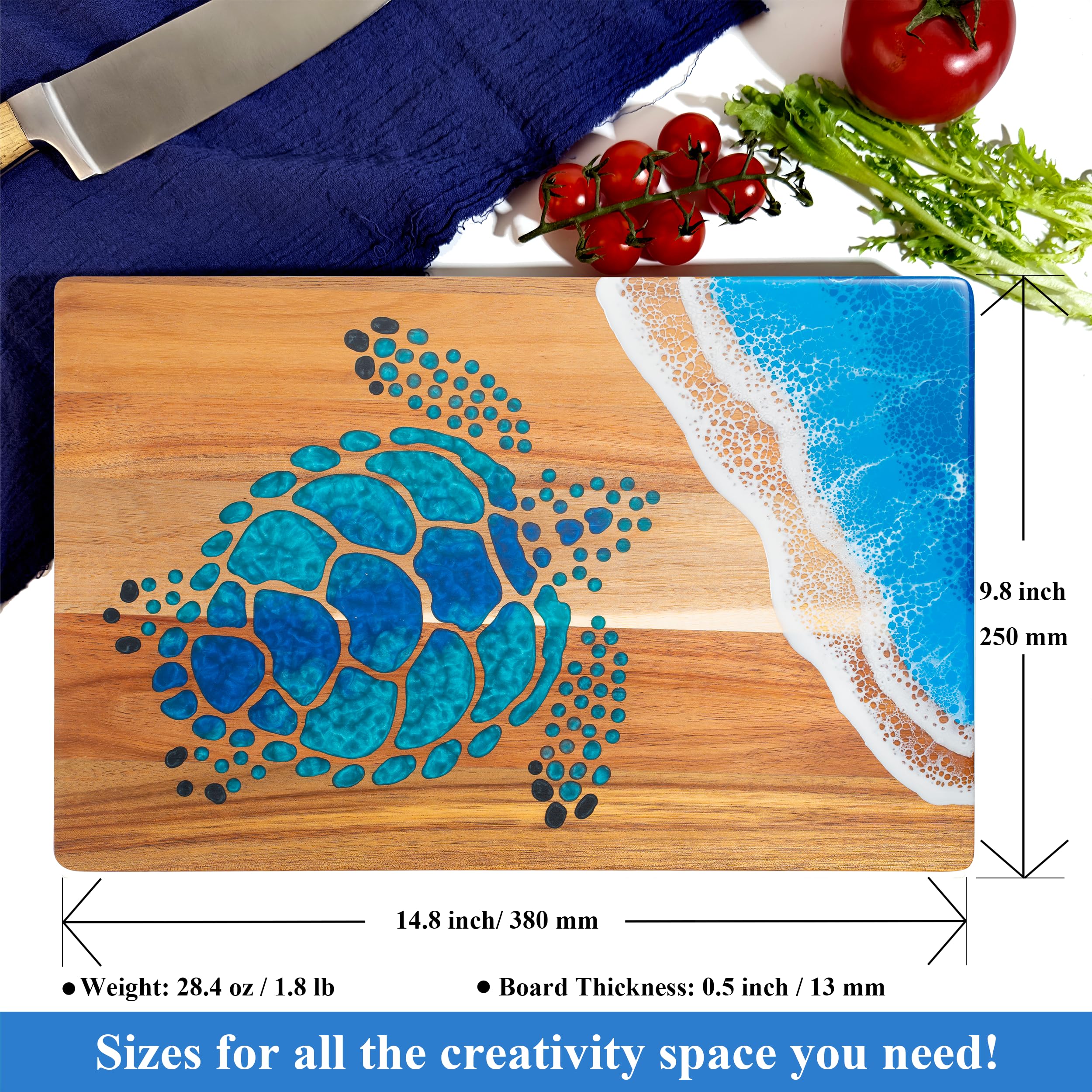 LILKUISYN artisanal handcrafted cutting board showcasing resin art and wood texture.